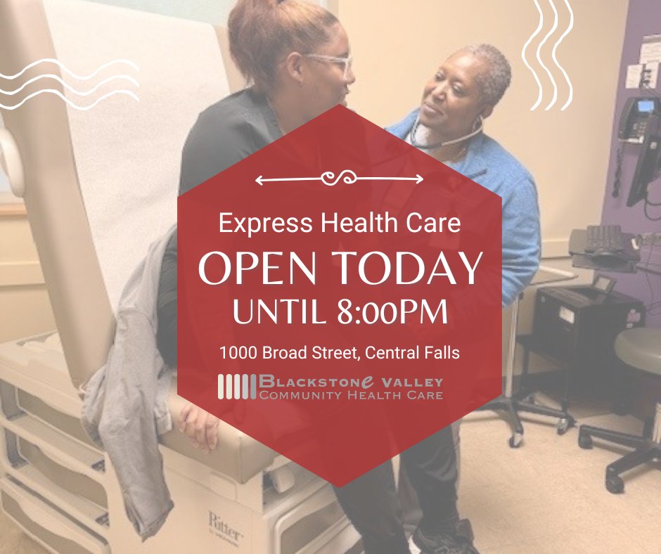 BVCHC_RI's tweet photo. Express Health Care is ideal for acute issues that require a same day sick visit.  We are open today until 8pm.  For a list of our services, visit:  https://t.co/yH6SSijT6W https://t.co/WVDRq5Nmwg
