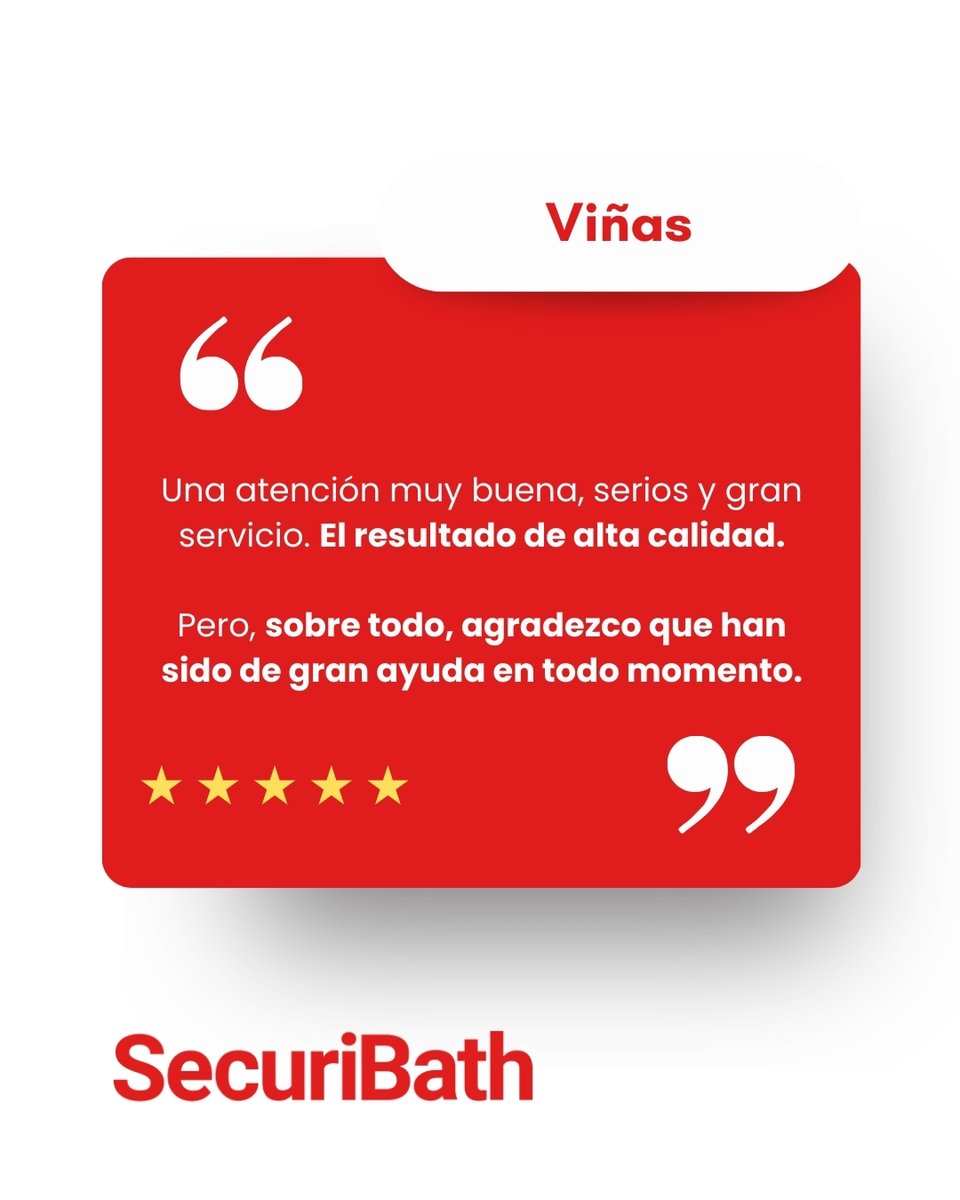 securibath's tweet photo. "¡Gracias por hacernos una gran reforma sin que sea un trance!" 🌟

En SecuriBath somos flexibles, cumplidores y buscamos resultados inmejorables para tu hogar.

¡Haz tu reforma con nosotros y olvídate del estrés! https://t.co/vARhmhafzX