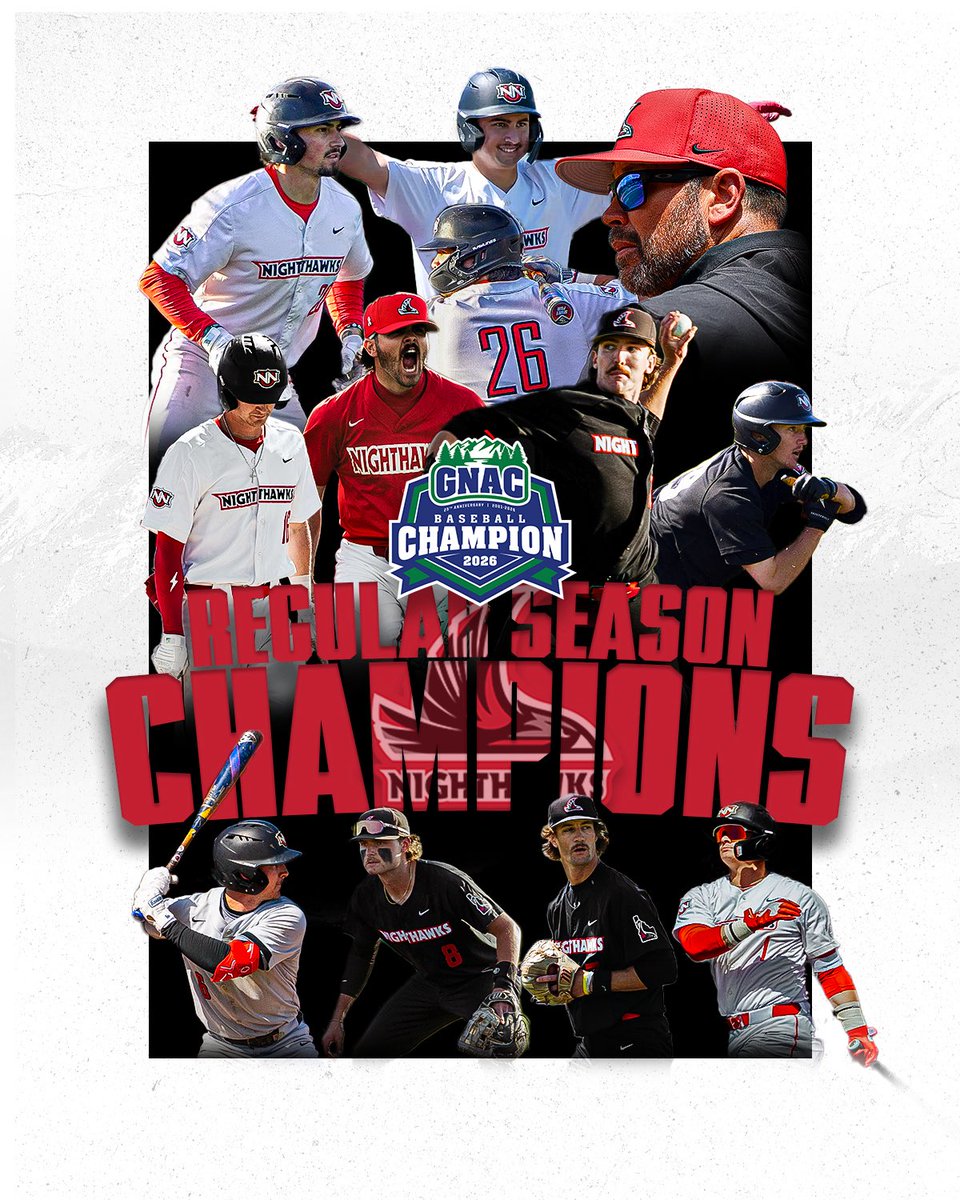 GNACsports's tweet photo. The Nighthawks clinch their third consecutive GNAC Baseball title 🏆🏆🏆

#gnacsports | #gnacbaseball https://t.co/redlDjHFuI