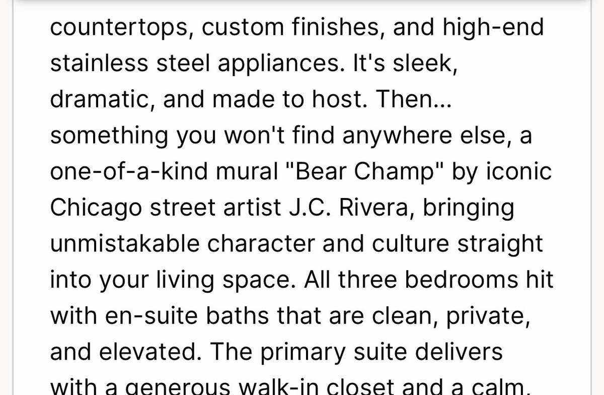 Buy this condo with a $bchamp mural 👀