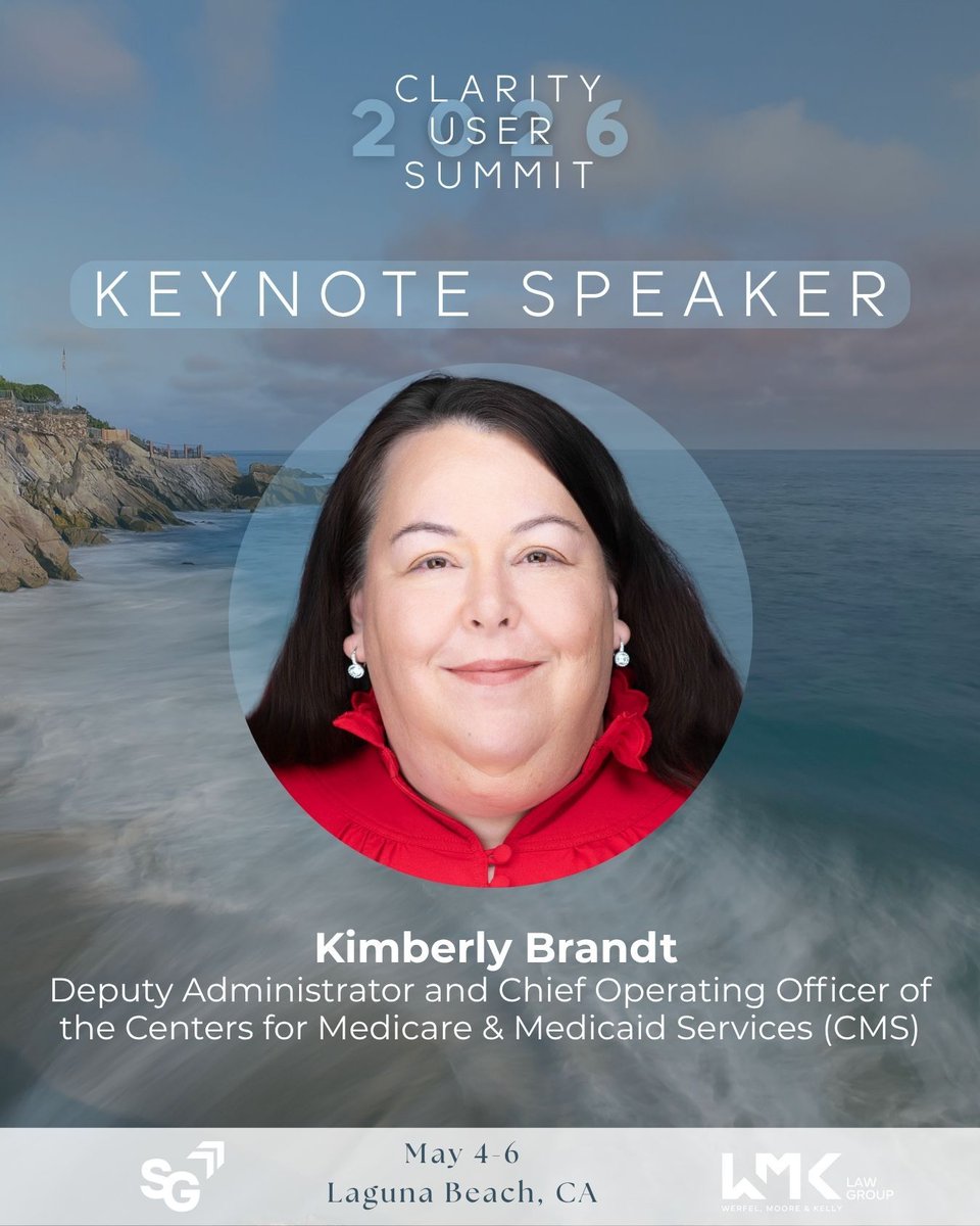 solution_sgroup's tweet photo. Clarity 2026 just got bigger.

We’re bringing Kimberly Brandt, COO of Centers for Medicare &amp; Medicaid Services, to the keynote stage.

This is the level of leadership shaping healthcare right now. https://t.co/JsGgSYrylb