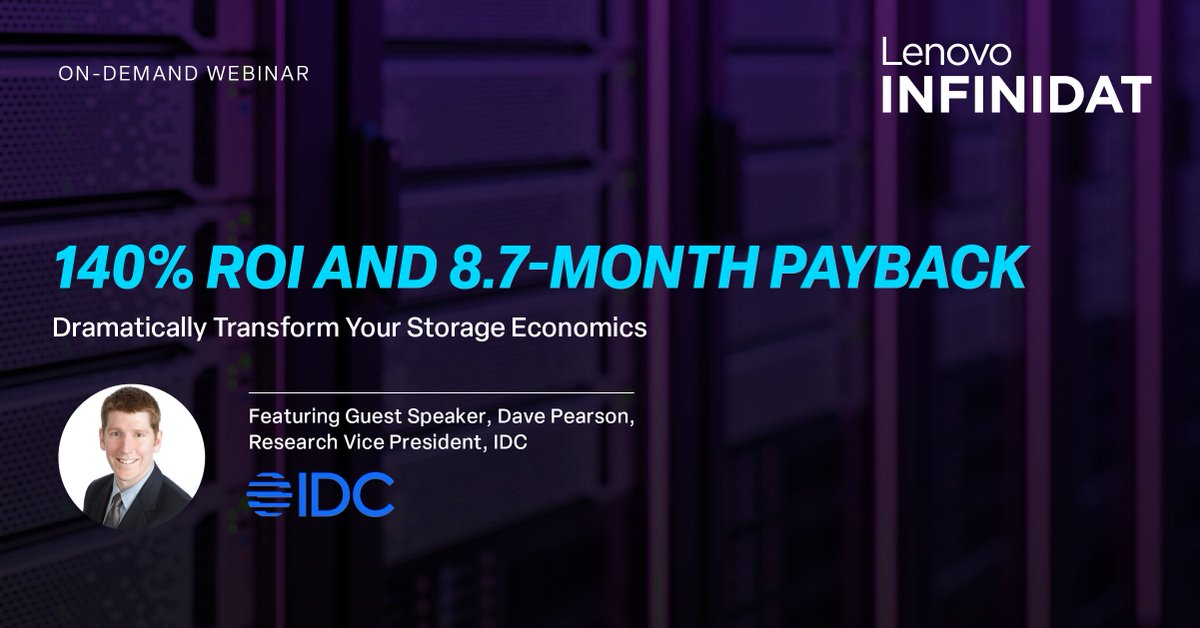 Infinidat's tweet image. Missed it live? Watch on-demand 🎥

See how InfiniBox G4 from Infinidat delivers:
✔ 140% ROI
✔ 58% lower ops costs
✔ 85% fewer outages

Watch now 👉
okt.to/3P487K

#Storage #IT #ROI