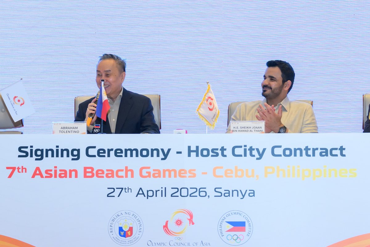QNA_French's tweet image. Le Conseil olympique d’Asie conclut un accord avec les #Philippines pour l’organisation des Jeux asiatiques de plage 2028 à #Cebu
#Sport
#QNA
ow.ly/ZlN450YQIQK