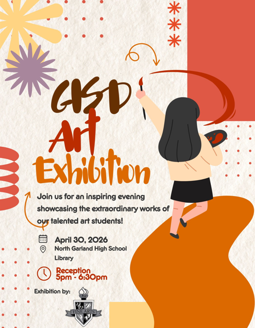 GISDArts's tweet photo. This week is the North Garland feeder art show.  Check out the talent of @NGHS_Raiders @Jackson_Vikings @BeaverMST_Stars @Bullock_Bears @BES_Cowboys @Davis_Dragons @Watson_Wildcats https://t.co/OSKRVIBHDf