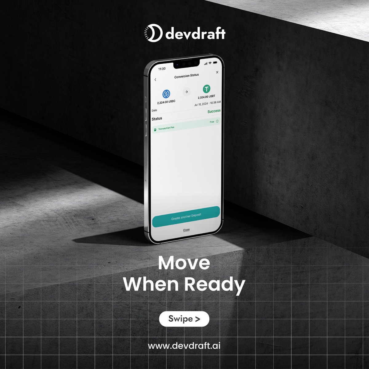 With a Devdraft virtual USD &amp; EUR account, you can get paid globally, hold unlimited USDC, and move money as and when you’re ready for both global and local spending.

Download the Devdraft app today on the Google Play Store or Apple App Store to get started!