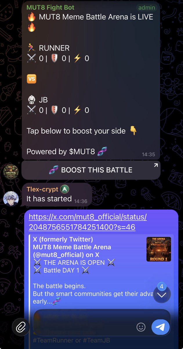 mut8_official's tweet photo. 🧬 Take a sneak peek inside the MUT8 Battle Test Group… 👇
⚔️ Live stat battles
🔥 Real-time boosts
📊 X engagement feeding directly into the fight
This is all happening right now behind the scenes.
More to come… 👀
We are only just getting started!
#MUT8 #BattleArena https://t.co/SnMBtNZAIQ