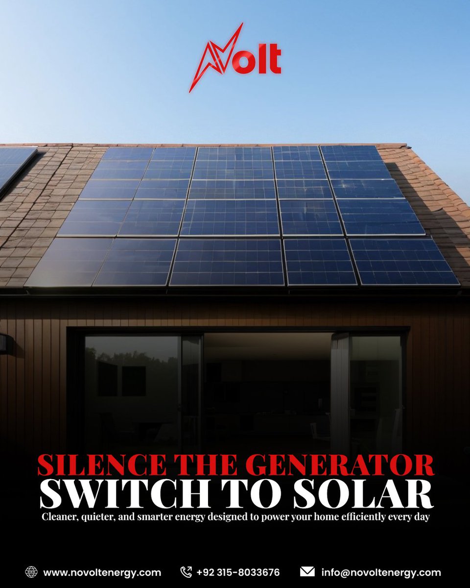 Novoltenergy's tweet image. Silence the generator. Switch to solar. Cleaner, quieter, and smarter energy designed to power your home efficiently every day.

Visit Now: novoltenergy.com
Conact Us: info@novoltenergy.com

#SolarEnergy  #SwitchToSolar #CleanEnergy #RenewableEnergy #GoSolar