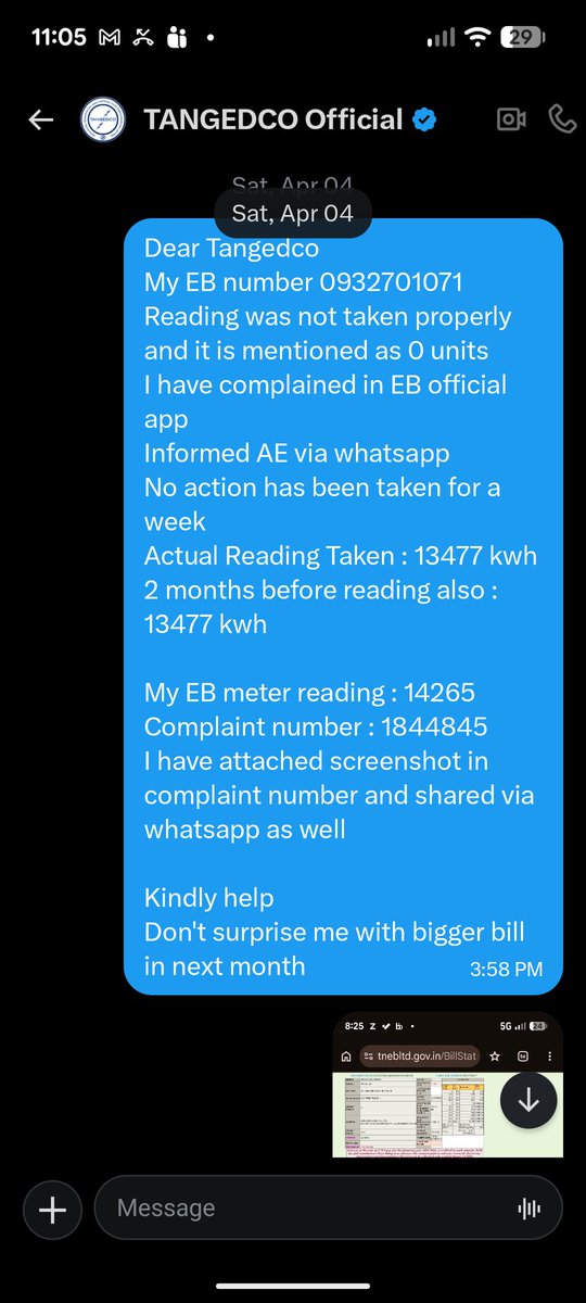 ArulK90's tweet photo. @TANGEDCO_Offcl 
Did complaint on official eb website and following up for a month and we get same status 'kindly wait.. ' which will take 2 mins for them to update and mark my words they ll charge 4 months bill in one go #worstdigitalservice #TVK #DMK #ADMK https://t.co/cWfosKWd6i