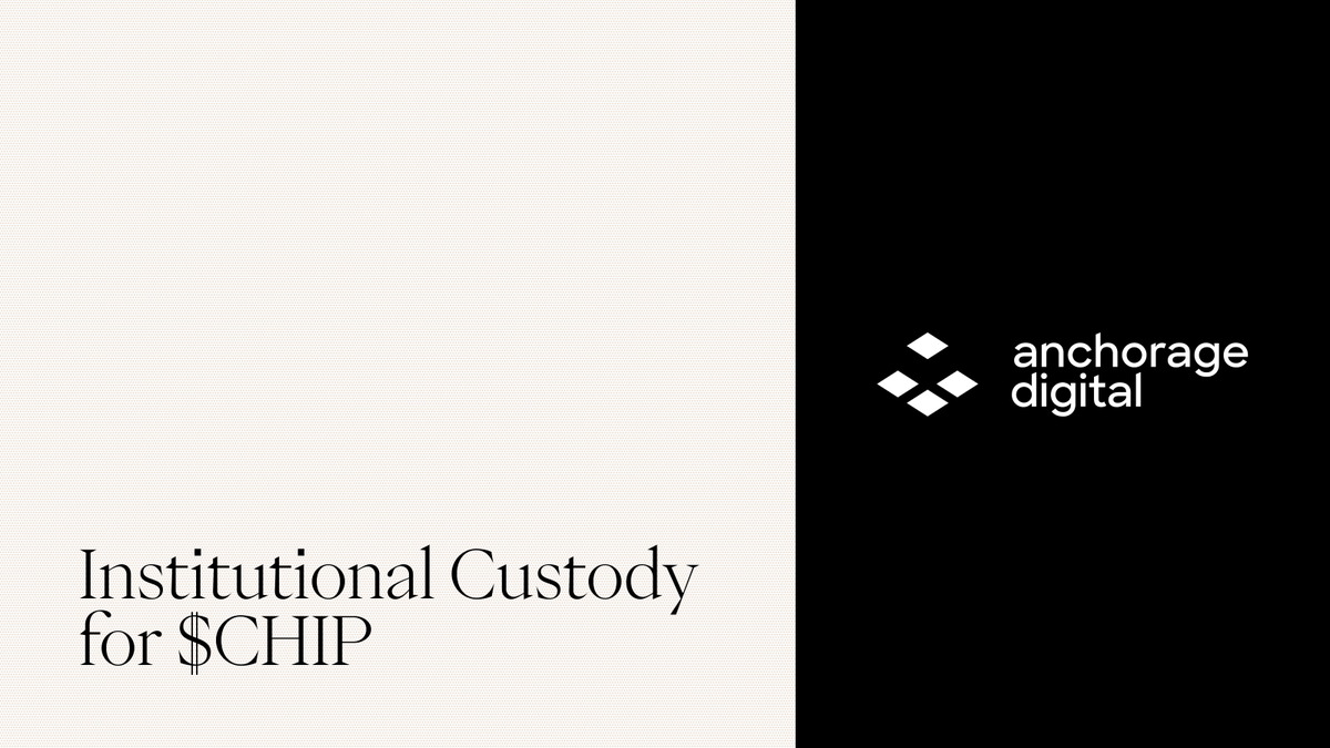 USDai_Official's tweet photo. Institutional custody for $CHIP is now live via Anchorage Digital.

As the first federally chartered crypto bank in the US, @Anchorage provides the regulated infrastructure, from asset support to token vesting, that the USDAI ecosystem needs to scale. https://t.co/CQDflTQsUC