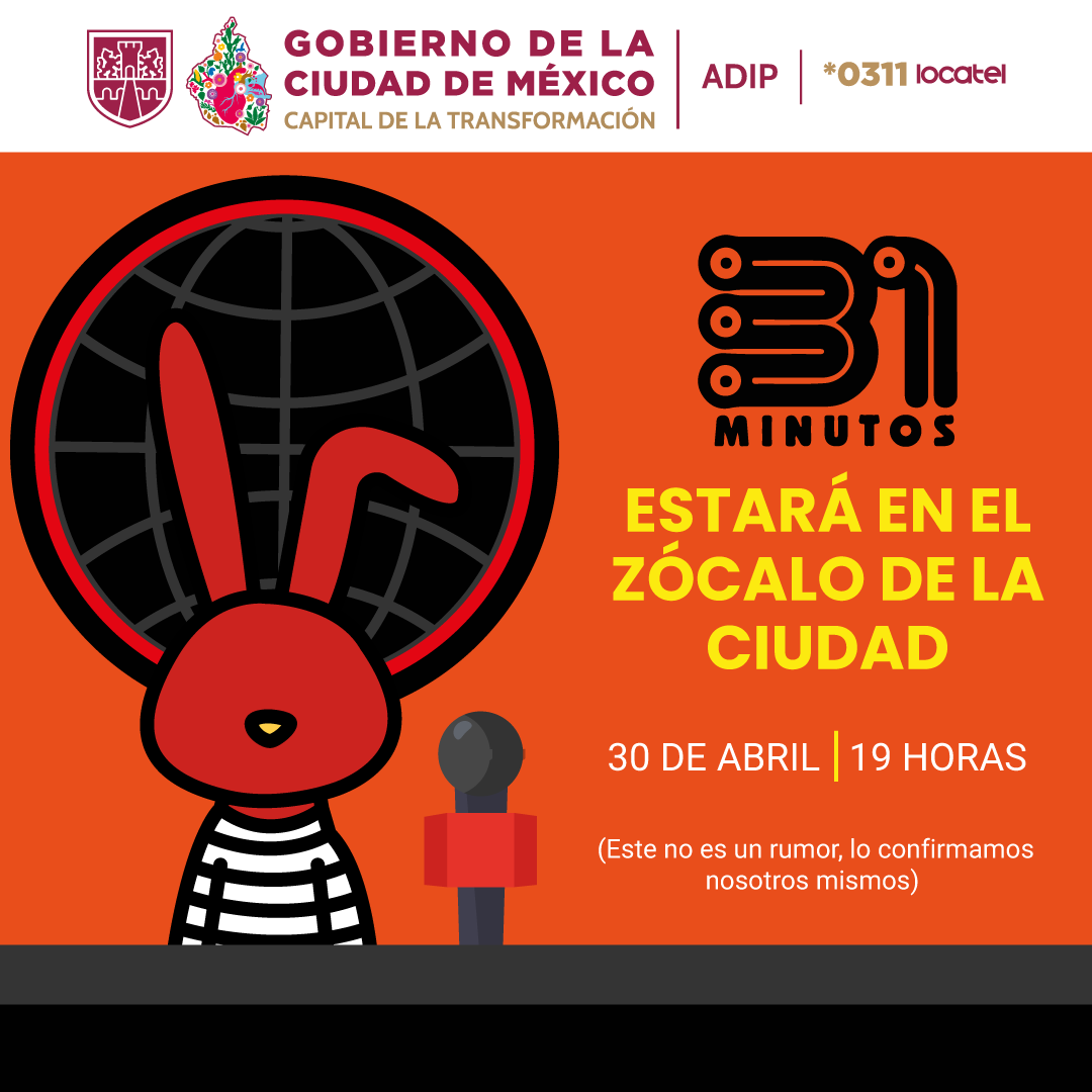 locatel_mx's tweet image. 📺🎶 ¡Atención, atención!
31 Minutos llega al #Zócalo de la Ciudad de México.
🗓️ 30 de abril | 🕖 19:00 h

¡Ve a celebrar el Día del Niño y la Niña muy al estilo Bodoque!