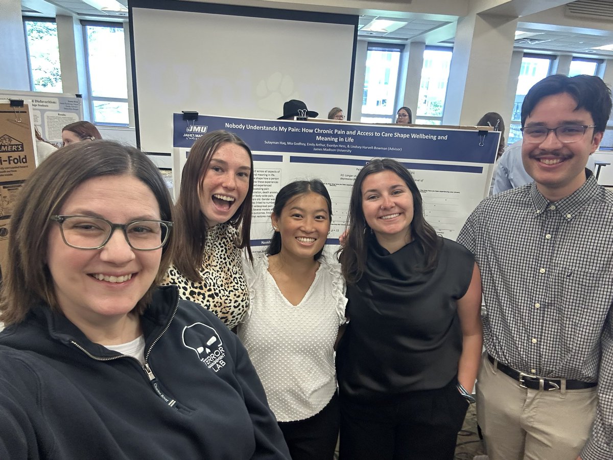 LabTerror's tweet photo. Congratulations to our lab presenters and award winners at today’s Psych Symposium!! And with that, Spring conference season is over for us (4 conferences &amp; one walk). See you in the Fall! 💜💛💜💛 https://t.co/4lm3ASESPc