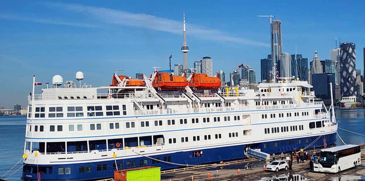 PortofToronto's tweet photo. It was a busy weekend at the @PortofToronto, marking the official return of cruise season! 🚢⚓️ 
We were pleased to welcome both the Victory I and Viking Octantis for their first port calls of the season. https://t.co/3yNz5iBtOr