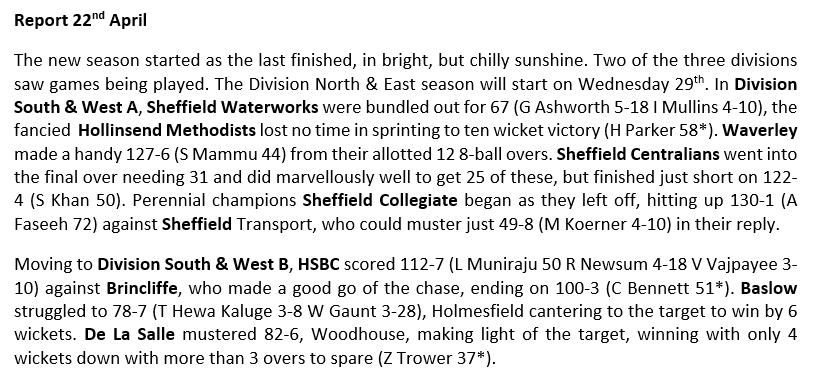 South Yorkshire Alliance Works MW Cricket League tweet media