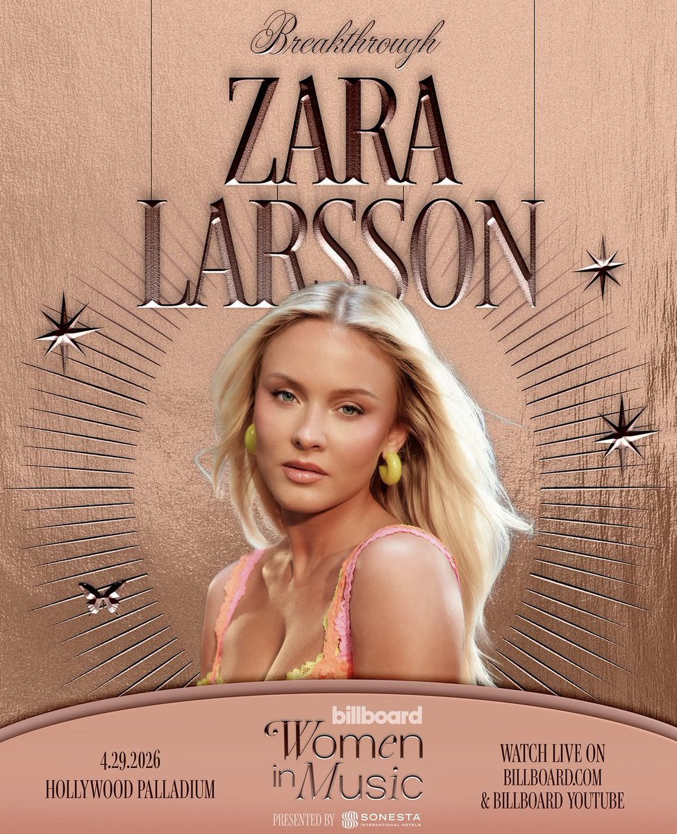 Tyla will present Zara Larsson with the breakthrough award at Billboard Women in Music on April 29th