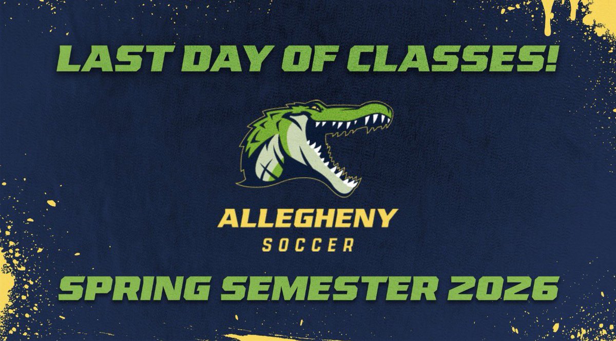 Happy Last Day of Classes! 

Good luck to everyone at <a href="/alleghenycol/">Allegheny College</a> during Finals! 🐊⚽️

#GatorStrong | #GatorPride 🔵🟡