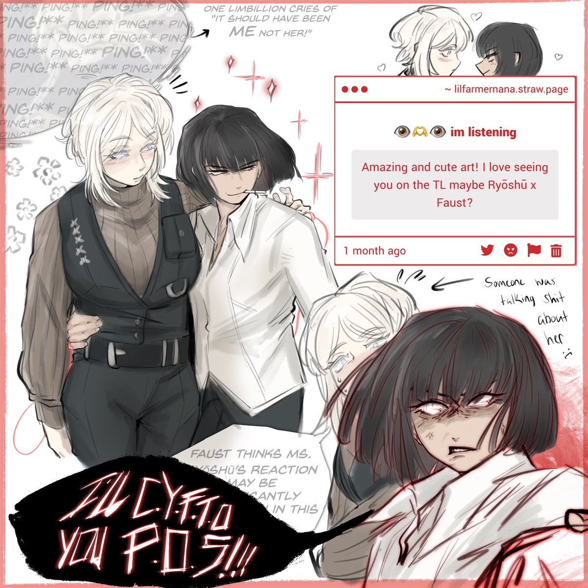 Ryōshū seems to have found a step-mommy for her ”daughter”!

(Thanks for the Request🚬❤️🐰)

#Limbus_Company
#LimbusCompany
#lcb2 #lcb4