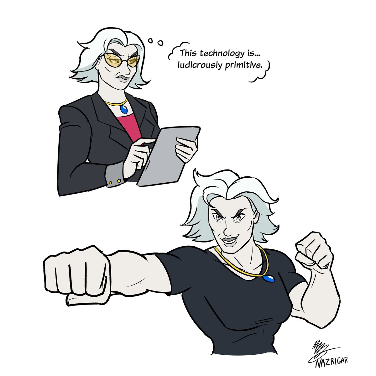 A3Dnazrigar's tweet image. Felt like drawing Elix, because we haven't yet seen an Earth disguise for her yet, alongside Thula.

I wanted her design to have the vibe of a "Battle Secretary".

#invinciblefanart #elix #invincible