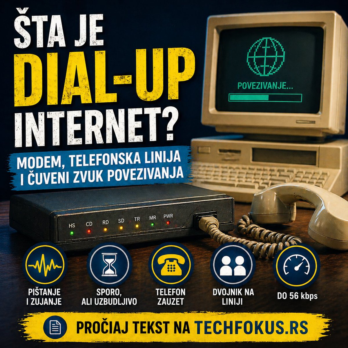 TechFokusRS's tweet image. Sećate li se zvuka dial-up modema?

Pre optike i Wi-Fi rutera, internet je značio: fiksna linija, modem, zauzet telefon i brzine do 56 kbps.

Šta je bio dial-up i zašto su „dvojnici“ bili noćna mora korisnika u Srbiji?

techfokus.rs/sta-je-dial-up…

#TechFokus #DialUp #Modem #Internet