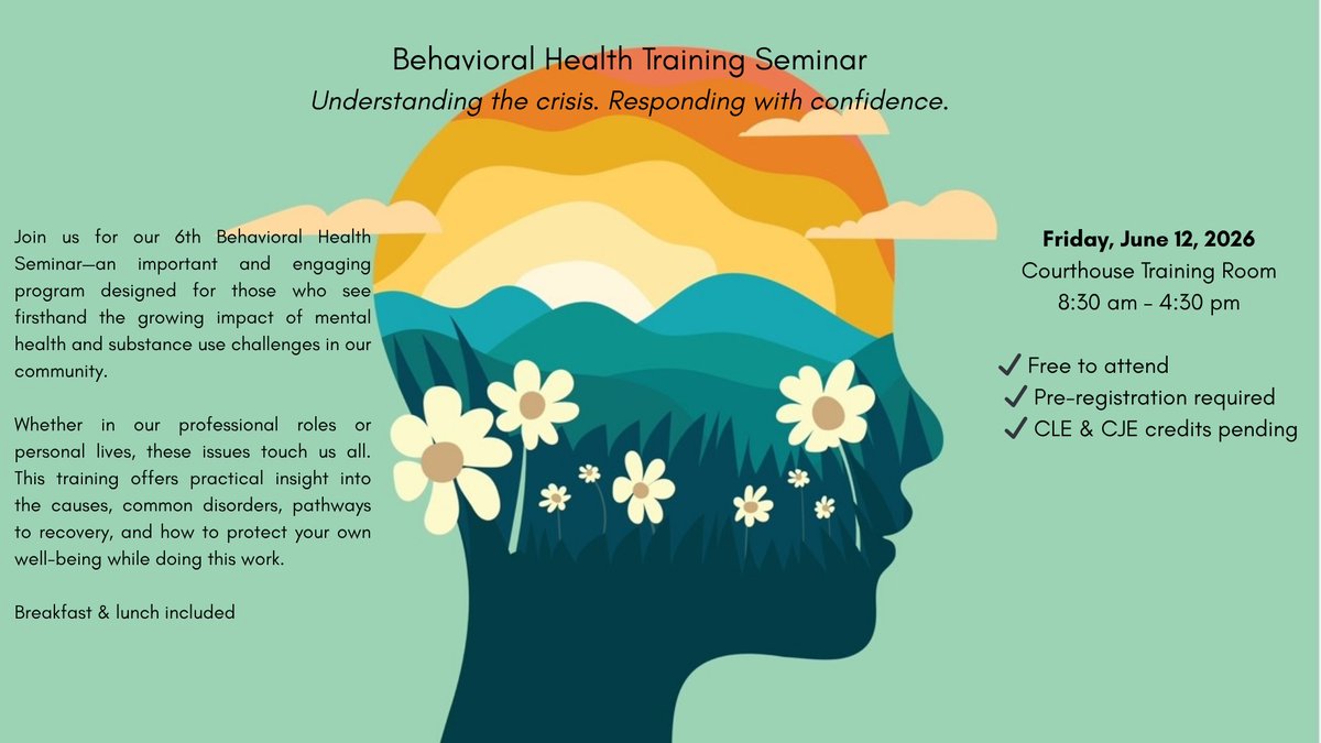 Collier_Bar's tweet photo. he behavioral health crisis isn’t abstract—it’s something we see every day.

Join us for our 6th Behavioral Health Seminar.
Free | June 12 | Courthouse https://t.co/DZsicgp22F