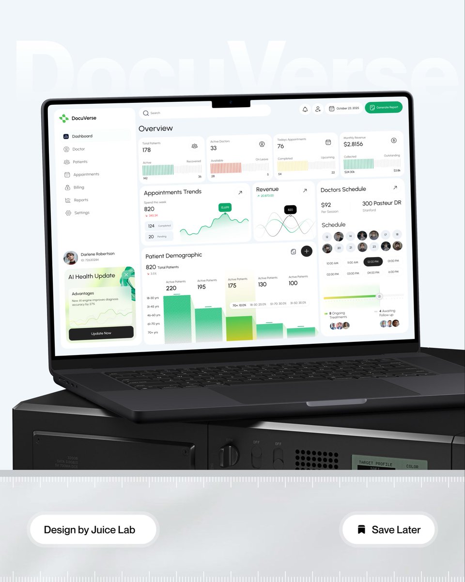Juice_LabAKM's tweet image. Turning complex systems into calm interfaces 🍹

DocuVerse | where healthcare meets clarity.

Crafted by Juice Lab

#UIUX
#DashboardDesign
#HealthTech
#SaaSDesign
#DataVisualization
