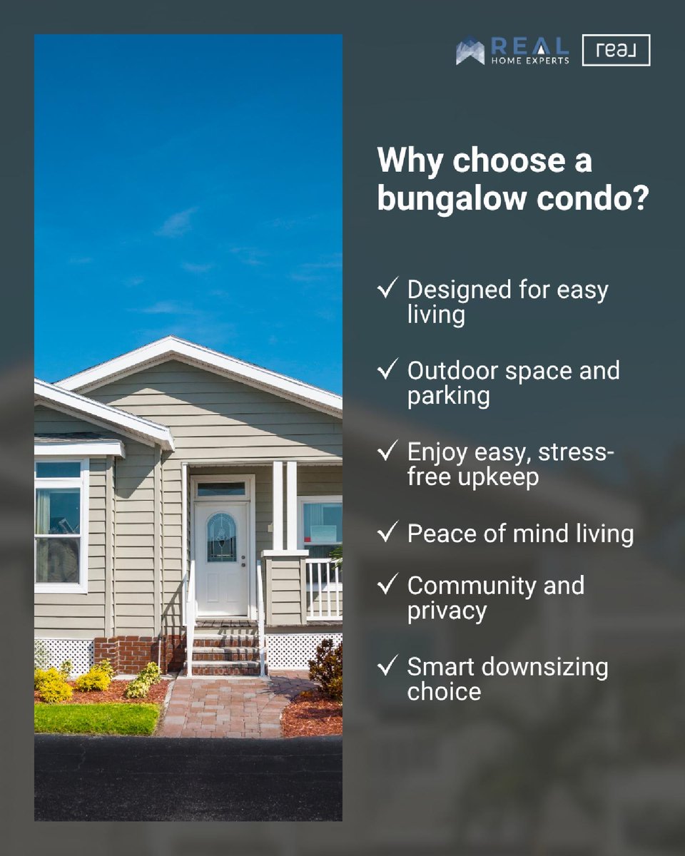 ShaneORourke8's tweet photo. Thinking about downsizing? A bungalow condo might be exactly what you’re looking for. 🏡

Save this for later!👇
•
519-904-2845
info@realhomex.ca
https://t.co/6QzgpFxTf5
•
#RealHomeExperts #OntarioRealEstate #RealEstateTips #Downsizing #HomeBuying https://t.co/FRRoXGNR9t