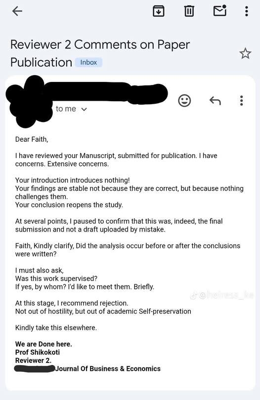 La importancia del modelo de revisión por pares (peer review). Claro, las nuevas generaciones no están acostumbradas a la dureza del Reviewer #2: