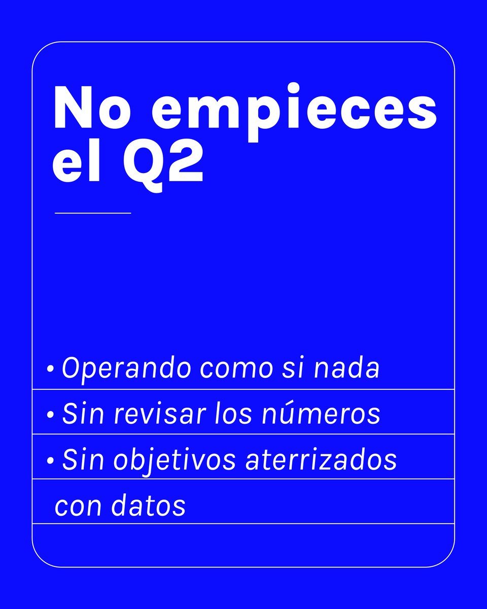 sempli_co's tweet photo. Antes de arrancar el Q2 en automático, vale la pena detenerse un momento.

¿Cómo cerraste el trimestre?
¿Qué sí funcionó?
¿Qué necesitas ajustar?
¿Y qué decisiones no puedes seguir postergando?

Porque crecer, también es corregir a tiempo y decidir con claridad.

#Empresarios https://t.co/GSl49pZXRQ
