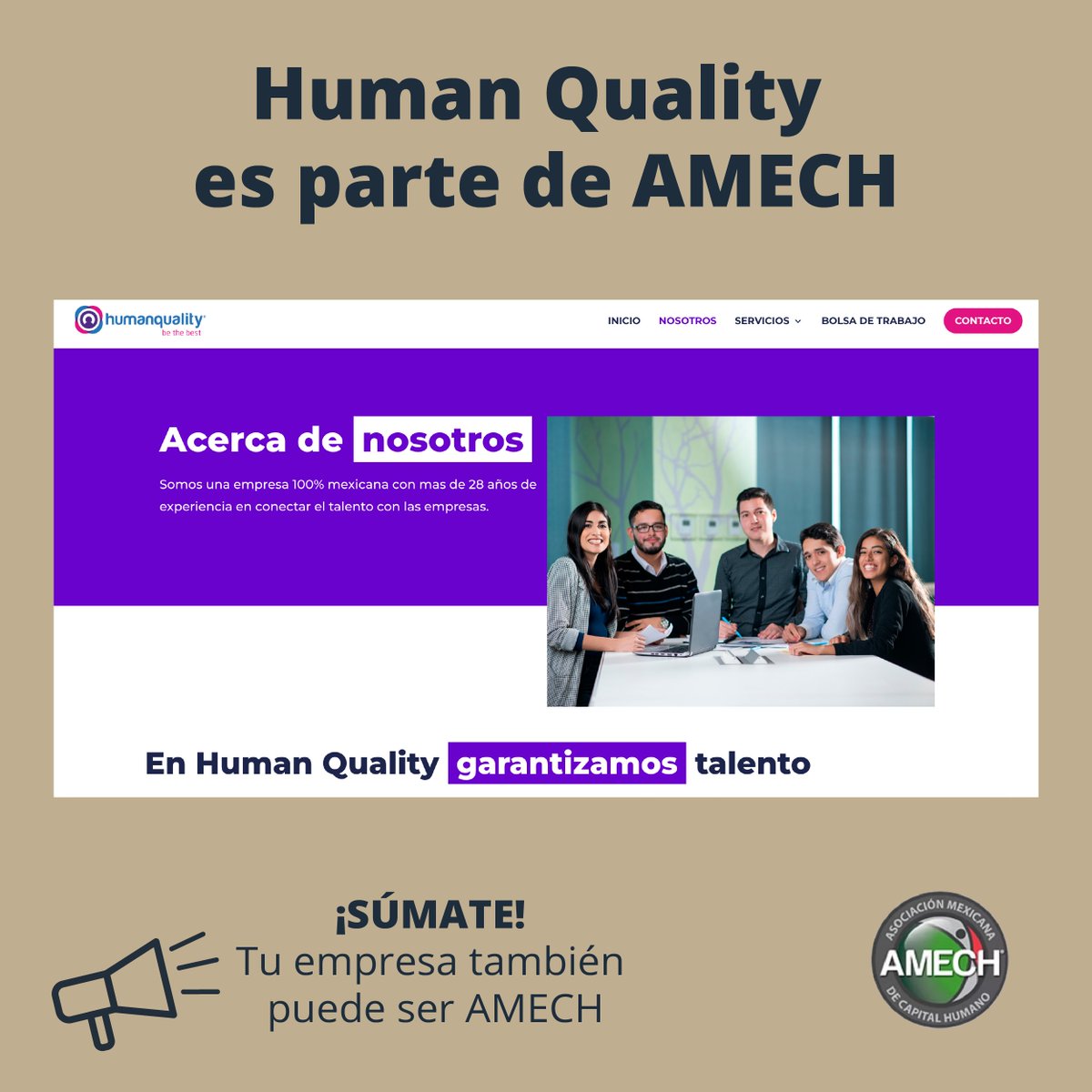 AMECHMX's tweet image. Con más de 120 mil vacantes cubiertas y más de 800 empresas atendidas.
Human Quality, empresa asociada a AMECH, impulsa la conexión entre talento y oportunidades.
#Talento #Reclutamiento #AMECH
Conoce a Human Quality humanquality.com.mx