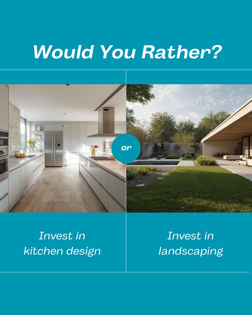 ChrisCahoo3's tweet image. What would you choose?

A. The perfect outdoor space or B. The ultimate kitchen?

Drop your thoughts below!

#WouldYouRather #HomeGoals