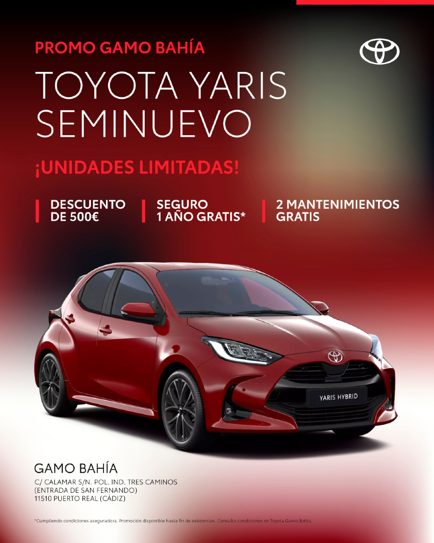 GAMO_BAHIA's tweet photo. 🔥 Este Toyota Yaris Seminuevo vuela… y no es una forma de hablar.

Solo en Gamo Bahía:
🚗 500€ de descuento
🛡️ 1 año de seguro GRATIS
🔧 2 mantenimientos incluidos

¡UNIDADES LIMITADAS! 😉 Te esperamos en Polígono Industrial Tres Caminos 📍 https://t.co/JuxQztiSTl
