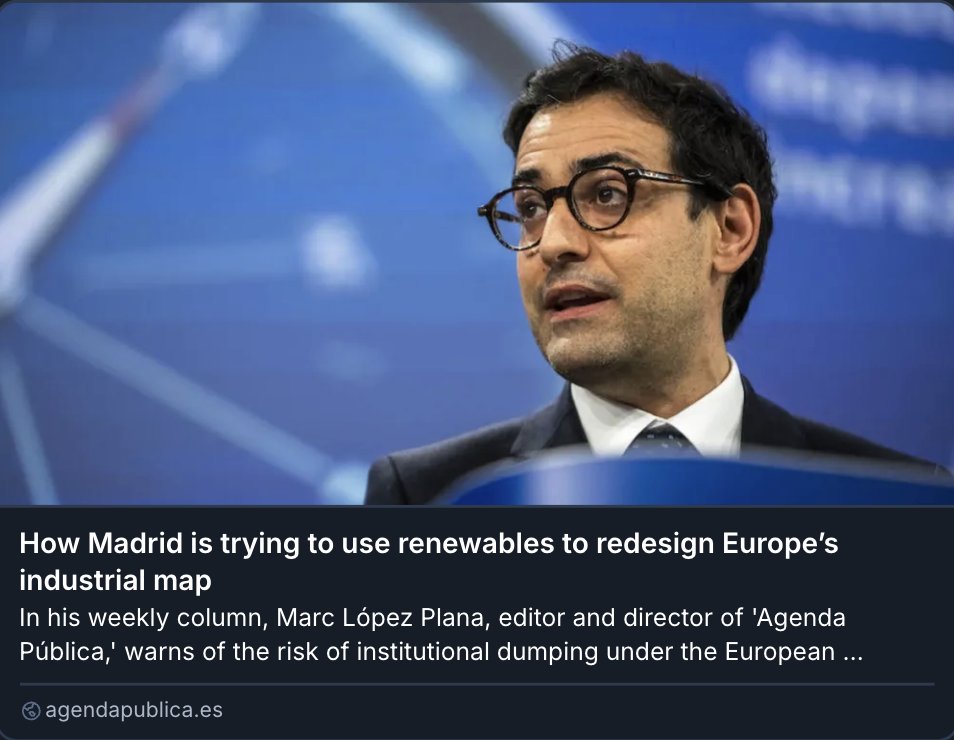 "Spain’s ability to produce the bloc’s cheapest renewable energy is no longer a local success story but a geopolitical challenge to traditional Franco-German hegemony"
"Berlin and Paris are now viewing Spain as a competitor in the race to become the continent’s industrial core"
