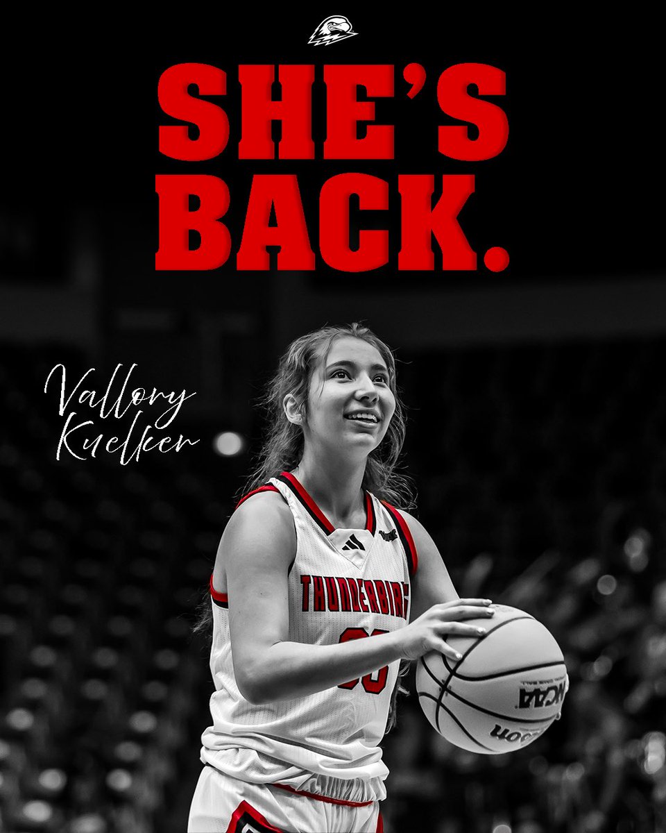 SUUWBasketball's tweet photo. “Since my freshman year is coming to an end &amp; reflecting, the community here is unmatched—this team feels like home. Grateful for the support &amp; excited for what’s ahead!” – @vallorykuelker 🔥

Val is BACK &amp; we’re so excited for her! 🏀 

#TBirdNation ⚡️ #RaiseTheHammer https://t.co/BCoSPHa3qz