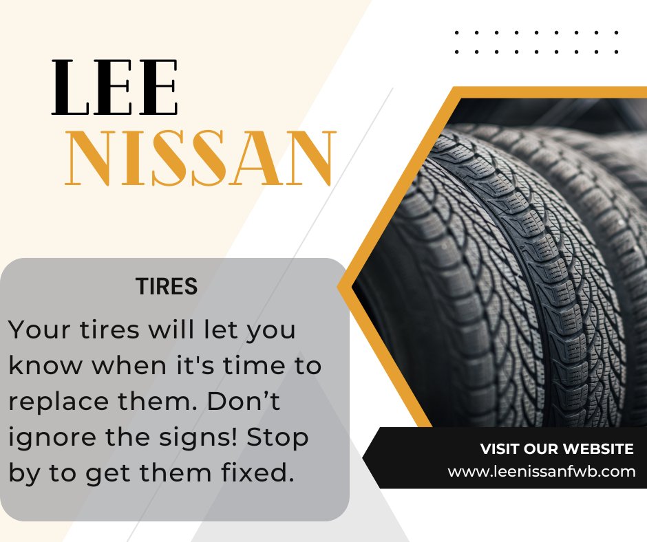 Your tires will let you know when it's time to replace them. Don’t ignore the signs! Stop by to get them fixed. --> bit.ly/4jQV50E