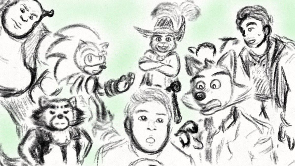 Jarron59453151's tweet image. “Where could this door lead us?”

#sonicthehedgehog #guardiansofthegalaxy #thebadguys #shrek #crosssover #sonic #rocketraccoon #mrwolf #pussinboots #starlord #characterart #storyboard #DAYDREAM