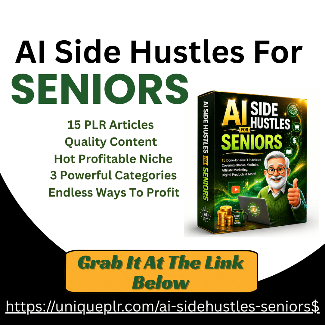 PalmerProfits's tweet photo. My new AI Side Hustles For Seniors PLR Bundle is live for just $7 during launch.

Get 15 ready-to-use PLR articles in 3 flexible formats, all built around practical AI income ideas for seniors.

Grab it here:
https://t.co/ZP8LiC1sJz$

#PLRContent #AISideHustles #MakeMoneyOnline https://t.co/Imk6YjxReg