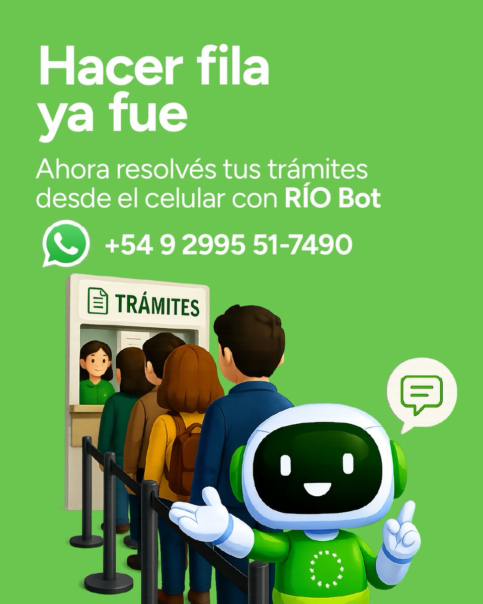 🤖 RÍO NEGRO EN MARCHA: MÁS FACILIDAD PARA HACER TRÁMITES

💬 “Es una nueva forma de hacer trámites: más simple, más rápida y desde el celular. Menos filas, menos vueltas y todo en un solo lugar” destacó el gobernador  <a href="/WeretilneckOK/">Alberto Weretilneck</a>

Río Negro está en marcha.

#RíoNegro #RíoBot