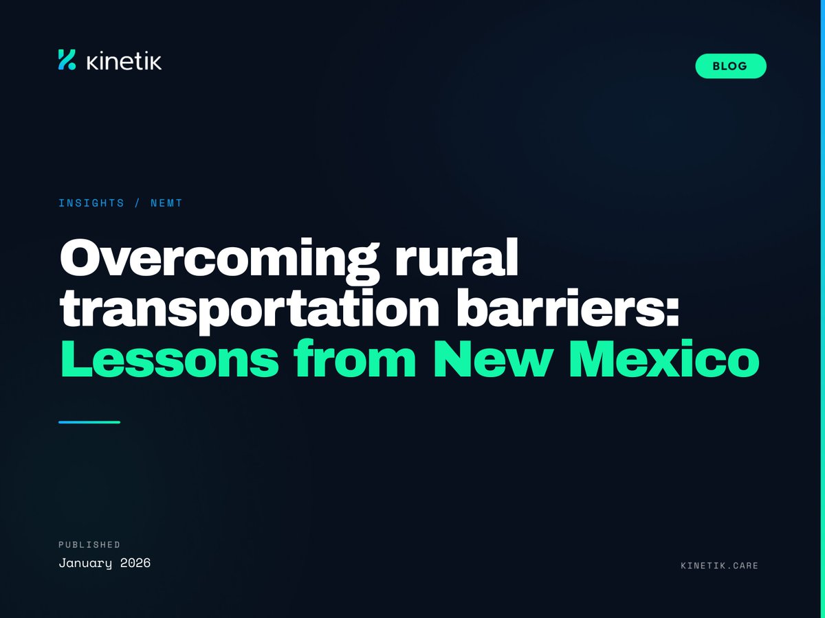 KinetikHealth's tweet image. In New Mexico, real-time visibility into transportation operations has improved rural healthcare access—without adding complexity or cost.

Explore what changes when organizations stop guessing and start operating → hubs.ly/Q04dB-f90 #NEMT #HealthTech