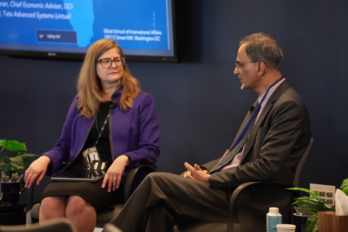 IIEPGW's tweet photo. @AyresAlyssa, Dean of @ElliottSchoolGW , and V. Anantha Nageswaran, Chief Economic Advisor of India, opened the 6th GW India Conference.

The keynote highlighted India’s institutional momentum and long-term economic positioning.

Learn more: https://t.co/kN1kRztCBY https://t.co/povc2GJREm