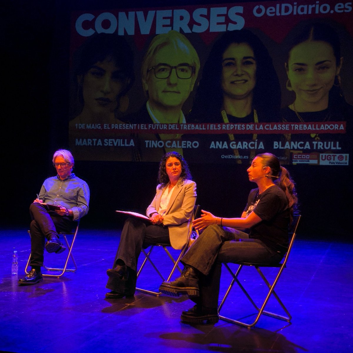 UGTPV's tweet photo. 👥 Conversa d'@eldiariocv amb @tncalero_ugtpv, Ana García, Blanca Trull i Marta Sevilla sobre precarietat laboral i accés a l'habitatge, discursos d'odi, impacte de la IA en les relacions laborals...

📢 Temes que ens afecten en el dia a dia i ens han de mobilitzar este #1Maig https://t.co/4Va04fzBwY