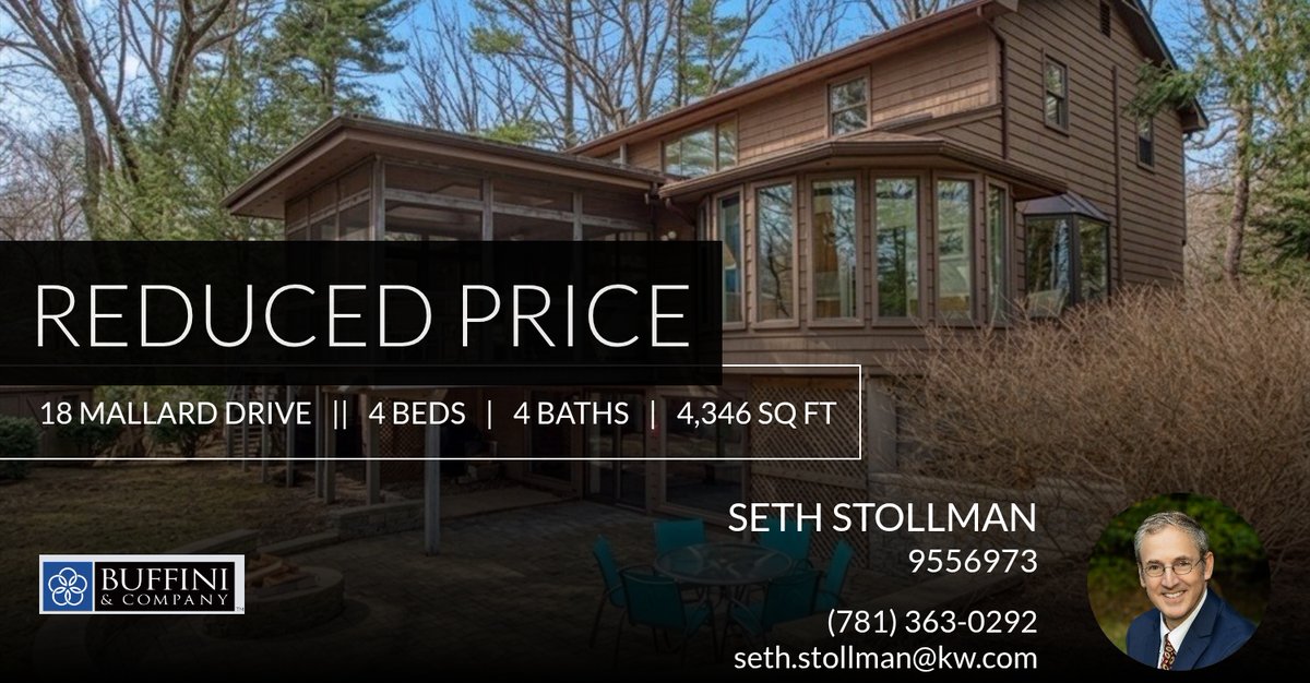 SethStollman's tweet photo. 📍 Reduced Price 📍 This recently reduced home at 18 Mallard Drive in Sharon won't last long, so, don't wait to set up a showing! Reach out here or at (781) 363-0292 for more information!

Seth Stollman
Keller Williams Elite... https://t.co/X8Sjsp9YMa https://t.co/0ZzYxrcLRw