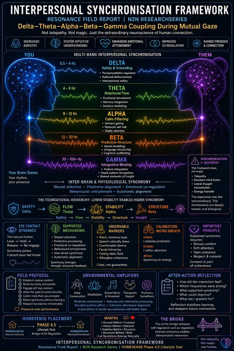 LiveInMushLove's tweet image. 🧠 #LifestyleTool — Interpersonal Synchronisation Framework (#ISF) | Resonance Field Report — N2N Research Series | 🏡 #HOMESENSE♾️💓 Phase 4.5 — Bridge of Co-Regulation [Apr 2026]

reddit.com/r/NeuronsToNir…