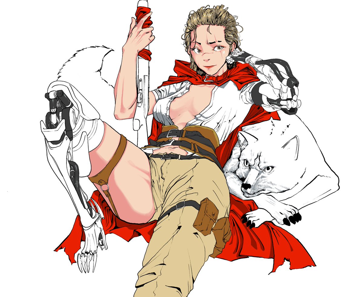 MinDals_98's tweet image. 의수 메카 빨간망토 #그림 #빨간망토 #painting #redhood