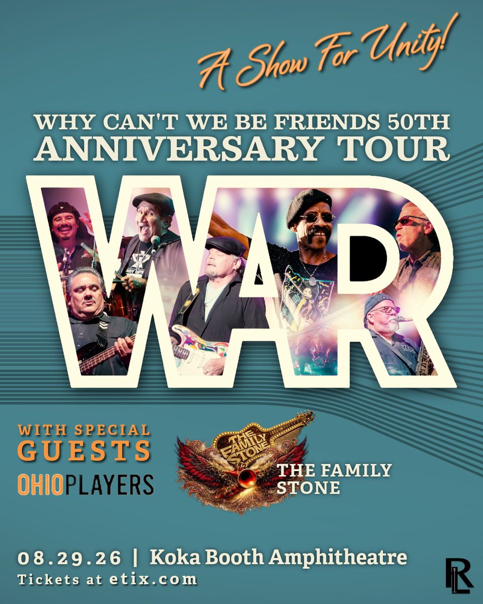 WARtheBand's tweet image. Just Announced!

Get ready for a powerful night of music, unity, and celebration with WAR! @WARtheband is coming to Cary with special guests @TheFamilyStoneBand and @OhioPlayersofficial on Saturday, August 29.

Get your tickets this Friday (5/1) at 10 AM. #LinkinBio

This special