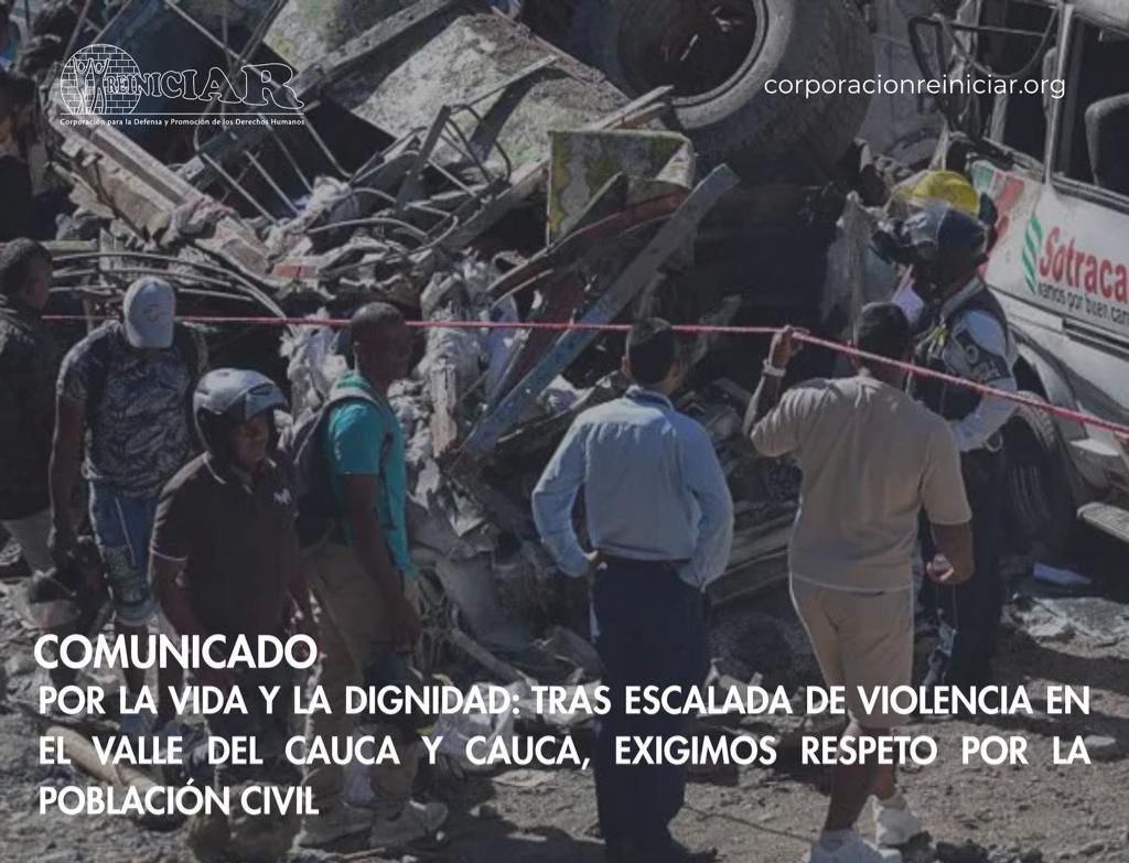 CorpReiniciar's tweet image. #DDHH | Por la vida y la dignidad:tras escalada de violencia Valle dL Cauca y Cauca,
exigimos respeto por la población civil
La Corporación Reiniciar rechaza la grave situación de violencia la cual continúa afectando a la población civil
Lea el comunicado👉🏽bit.ly/4cBurbu
