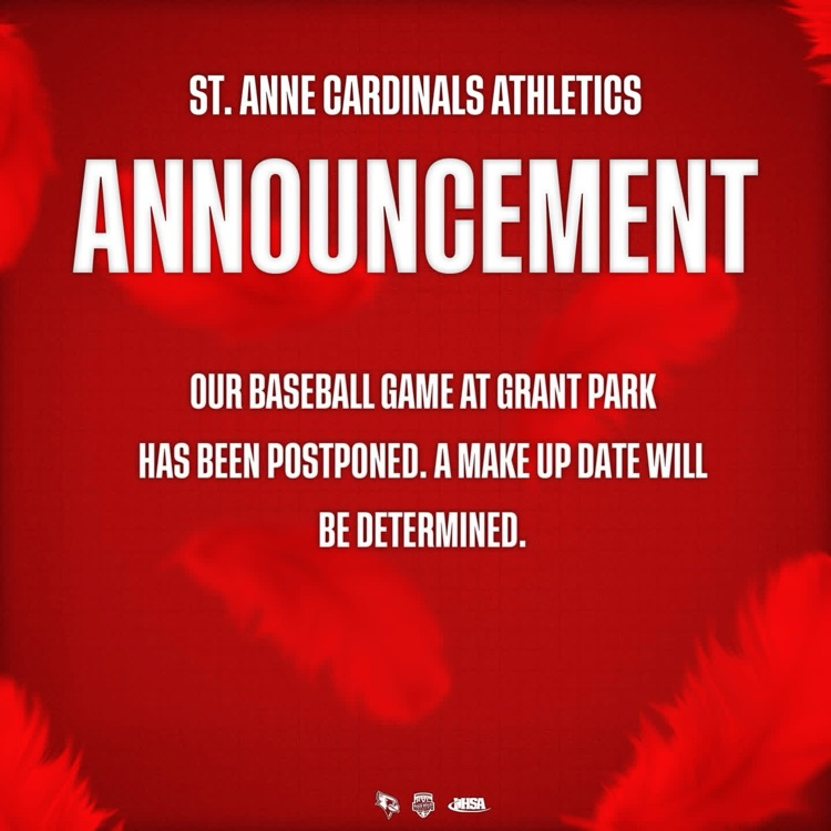 SACHS302's tweet photo. 🚨ANNOUNCEMENT🚨

Our baseball game at Grant Park has been postponed. A make up date will be determined.

#CardinalCulture https://t.co/oLg0DQGj3v