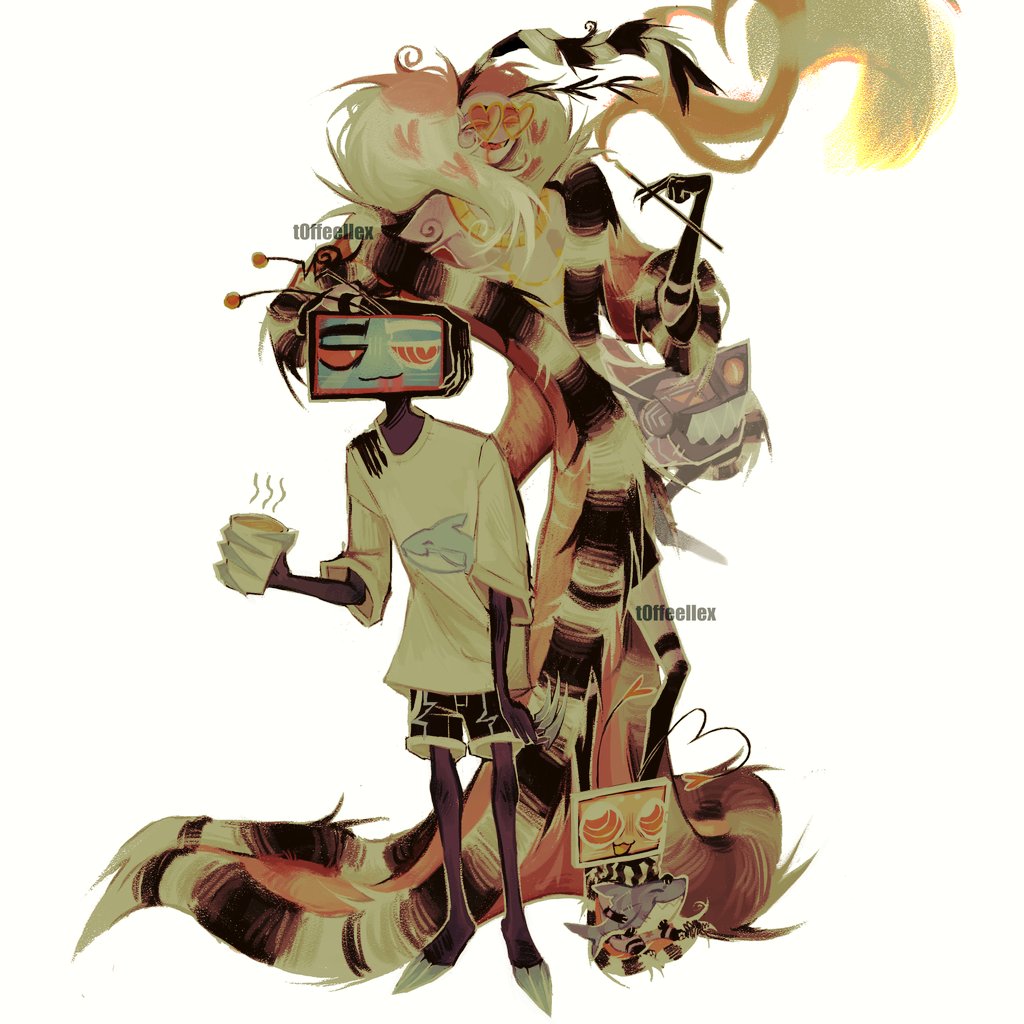 t0ffeellex's tweet image. bad quality is pissing me off,so reupload with close ups #staticmoth #Voxval #HazbinHotel #Vax