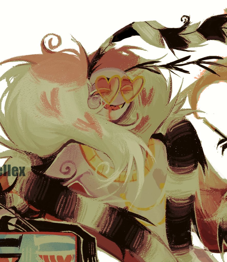 t0ffeellex's tweet image. bad quality is pissing me off,so reupload with close ups #staticmoth #Voxval #HazbinHotel #Vax