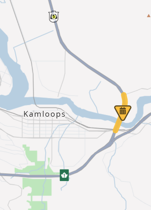 DriveBC's tweet image. 🚧#BCHwy5 - crews will be patching pavement in both directions between Battle St and Shuswap Rd starting at 7:00pm.
Expect lane closures.
#Kamloops 
ℹ️drivebc.ca/?type=event&amp;amp;id…