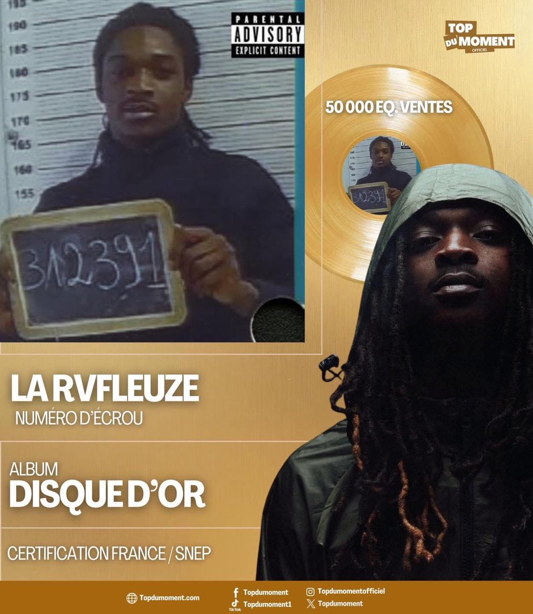 CFreestyle's tweet photo. « Numéro d’écrou » la rvfleuze est certifié disque d’or par le SNEP 🔥🇫🇷 https://t.co/zUyBpmKycs