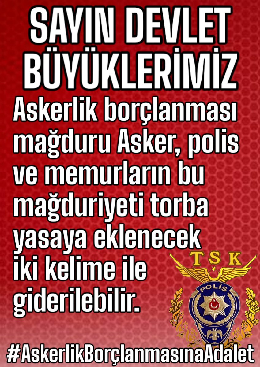 MemurCheguevara's tweet photo. @YalcinDoganVHP @RTErdogan @dbdevletbahceli @avabdullahguler @hasandogan @iletisim Polis, Asker ve Memurların bütçeye yük olmayan çözümü çok basit bir sorunuda #AskerlikBorçlanması  mağduriyeti

Meclise bağlı Kamu Denetçiliği Kurumu lehimize onlarca karar verdi ama SGK uygulamıyor
Artık mağduriyetimiz çözülsün istiyoruz
@RTErdogan
@dbdevletbahceli https://t.co/JWLNdDbWhG